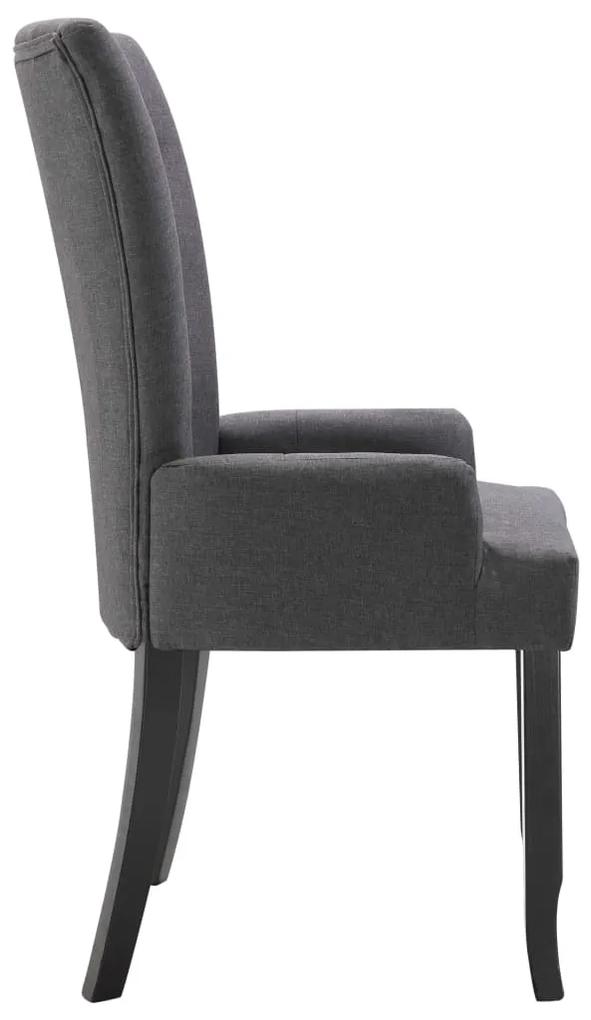 Cadeiras jantar c/ apoio de braços 4 pcs tecido cinzento-escuro