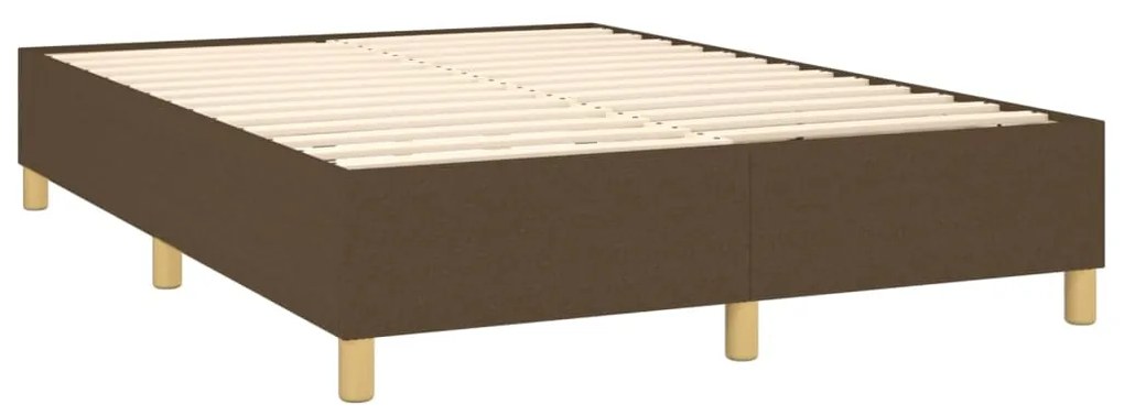 Cama box spring c/ colchão/LED 140x200cm tecido castanho-escuro