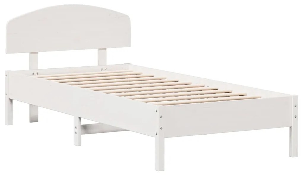 Cama sem colchão 100x200 cm madeira de pinho maciça branco