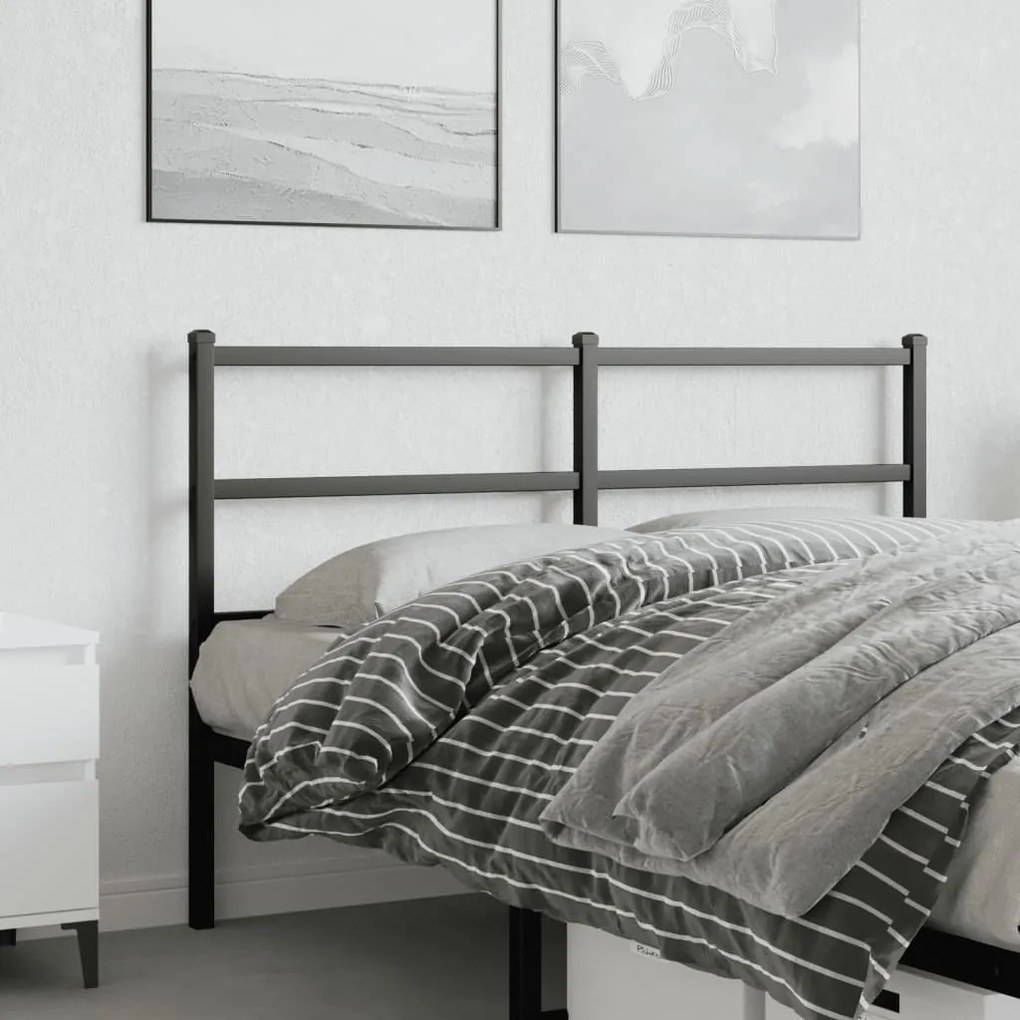 vidaXL Cabeceira de cama 135 cm metal preto