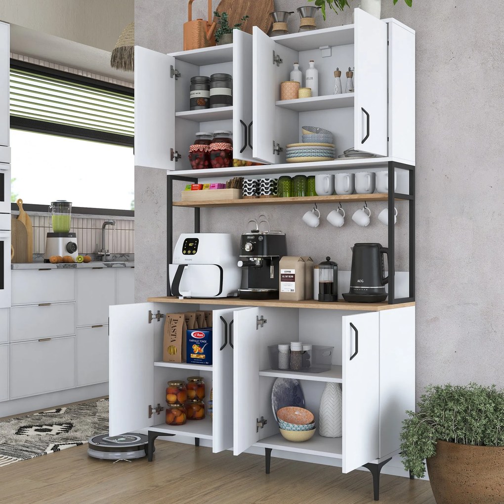 Armário Alto de Cozinha "Stella" - 120 x 198,6 x 40 cm - Nogueira e Br