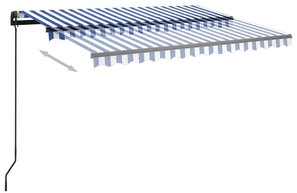 Toldo retrátil manual com LED 3x2,5 m azul e branco