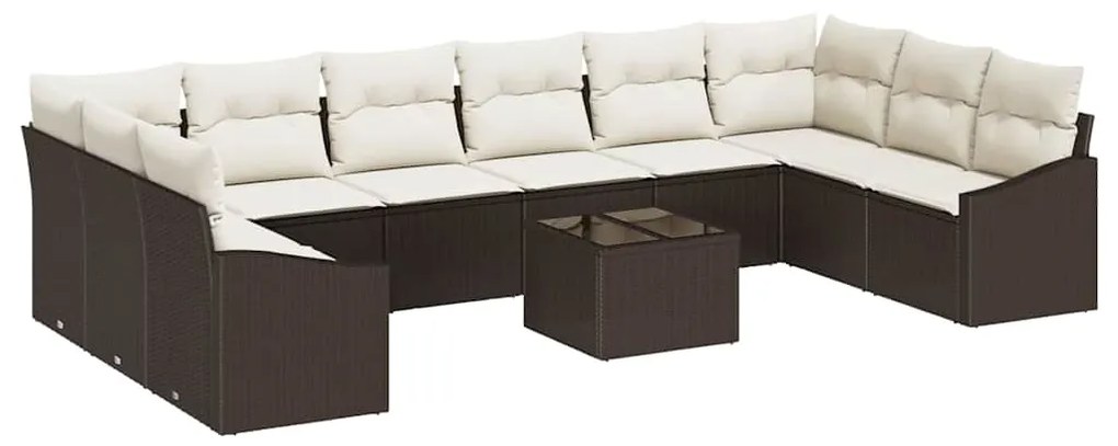 Conjunto de Jantar para Jardim de 11 Peças com Almofadas Cinza em Ratt