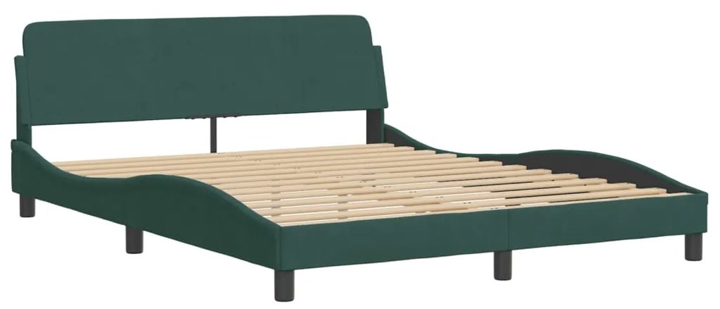 Cama com colchão 160x200 cm veludo verde-escuro
