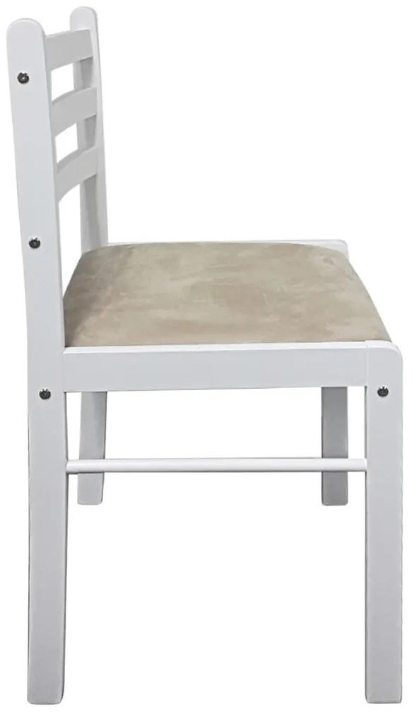 Cadeiras de jantar 2 pcs seringueira maciça e veludo branco
