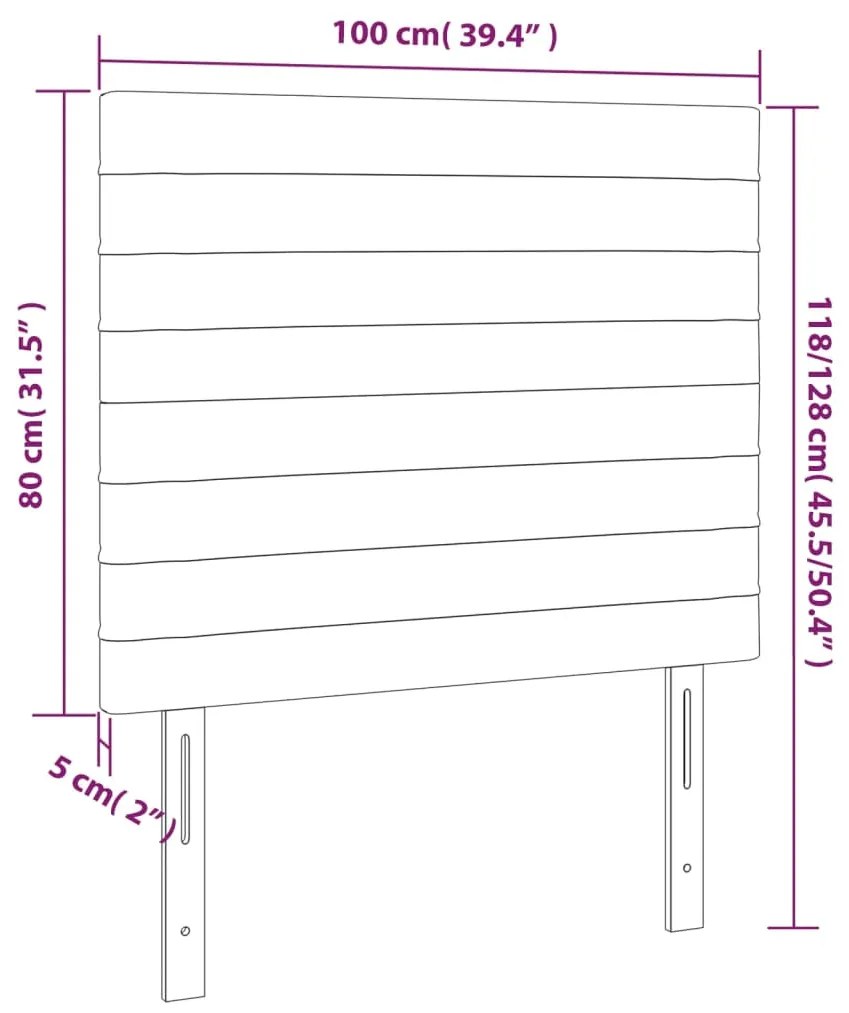 Cabeceira cama c/ LED veludo 100x5x118/128 cm preto