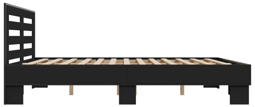 Estrutura de cama 180x200 cm derivados de madeira/metal preto