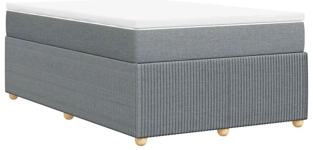 Cama boxspring com colchão 120x190 cm tecido cinzento-claro