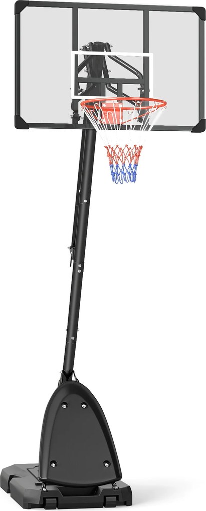 SPORTNOW Tabela de Basquetebol com Altura Ajustável Rodas Base Preenchida com Água ou Areia para Exterior 111x70,5x293-350 cm Preto | Aosom Portugal