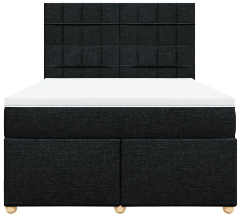 Cama com molas/colchão 140x200 cm tecido preto