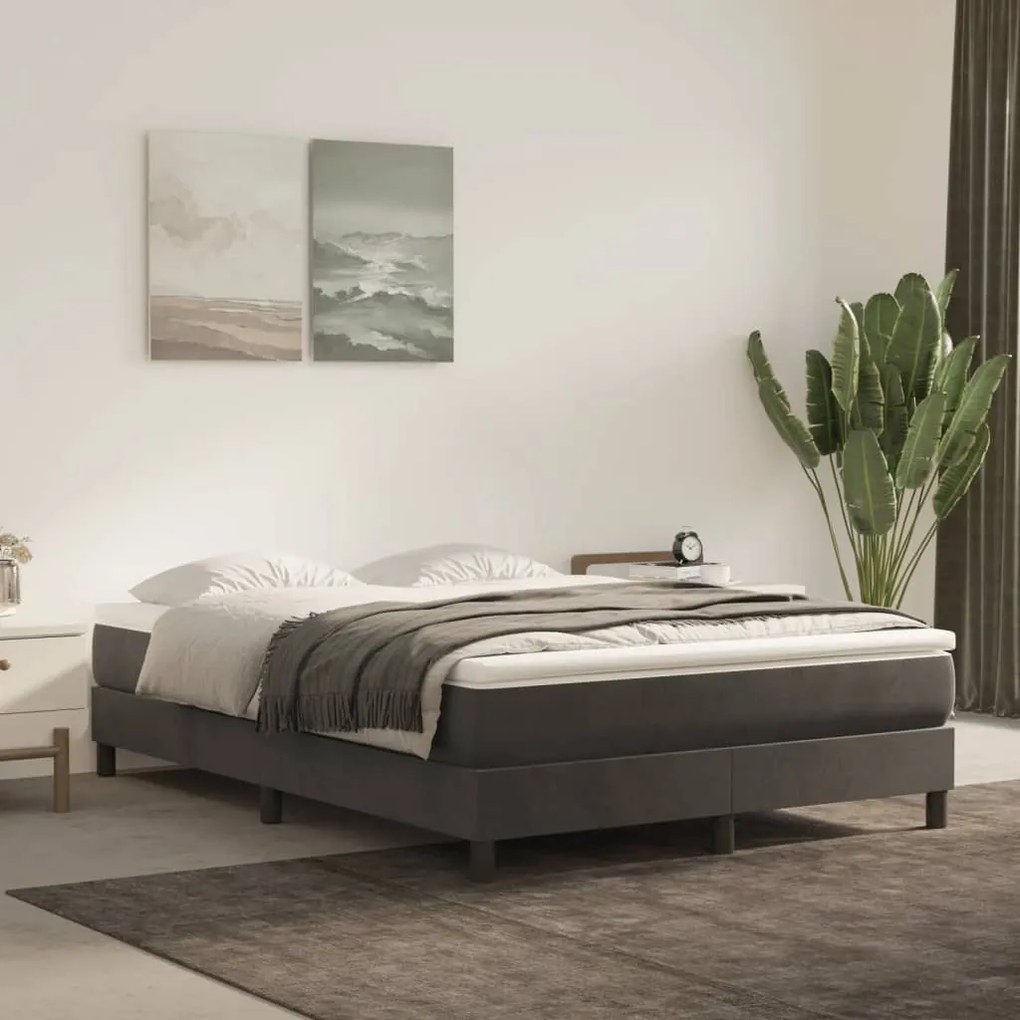 Estrutura de cama sem colchão 140x200 cm veludo cinzento-escuro