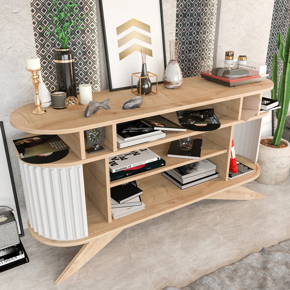 Aparador Stor – Carvalho/Branco – 150x43x75 cm