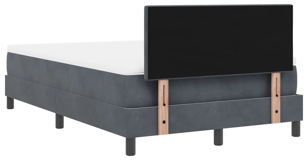 Cama Box com Colchão vidaXL Cinza Escuro 120x200 cm Veludo