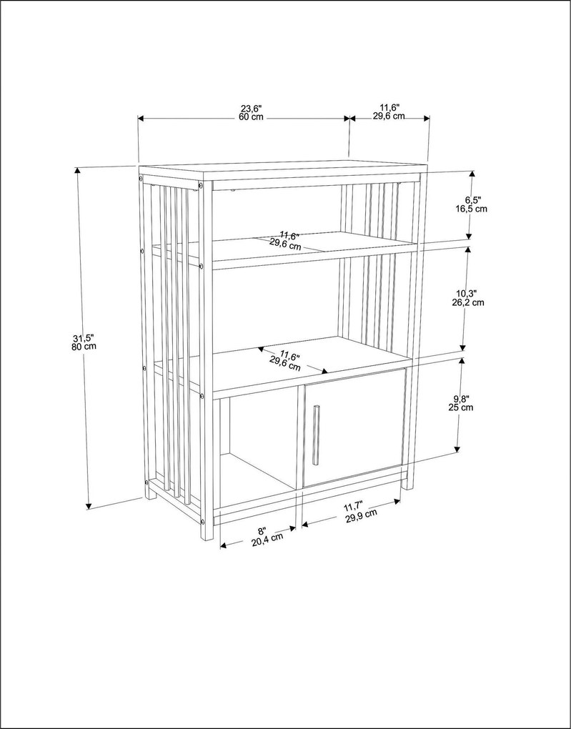 Estante Letos – Verde e Preto – 60 cm x 80 cm x 29,6 cm