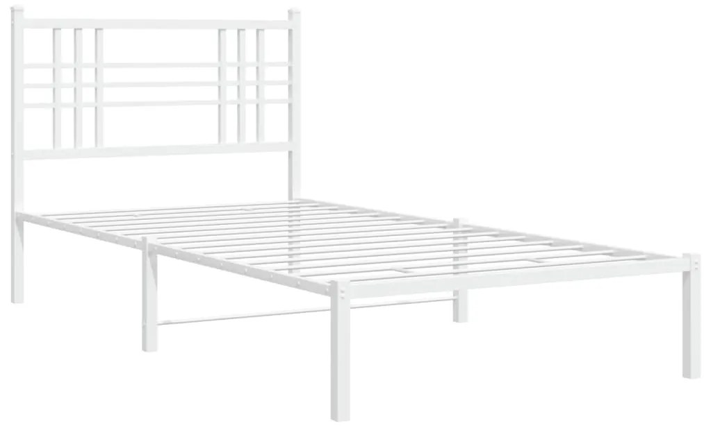 Estrutura de cama com cabeceira 100x190 cm metal branco