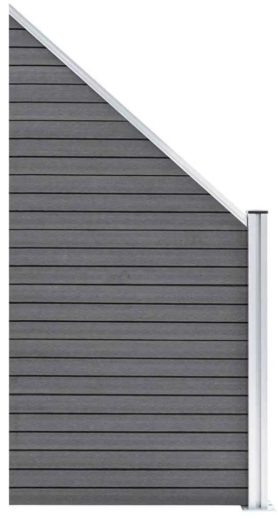 Painel vedação WPC 4 quadrados + 1 inclinado 792x186cm cinzento