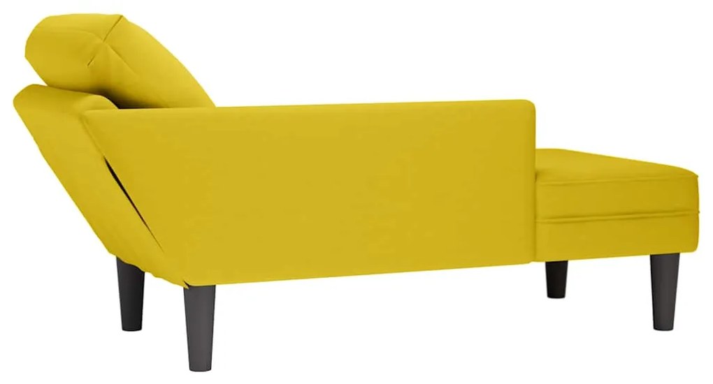 Chaise lounge c/almofada/apoio de braços direito veludo amarelo
