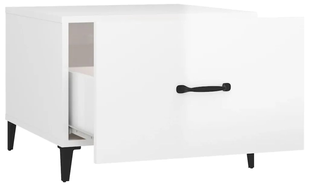 Mesa de centro com pernas de metal 50x50x40 cm branco brilhante