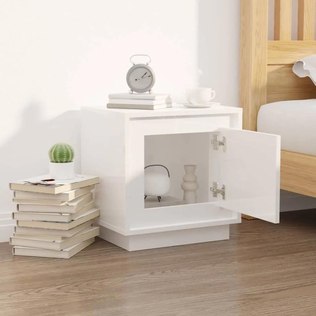Mesa de cabeceira 44x35x45cm derivados madeira branco brilhante