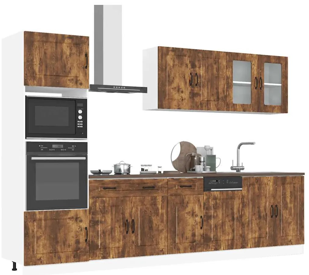 7 peças armário de cozinha conjunto Kalmar carvalho fumado