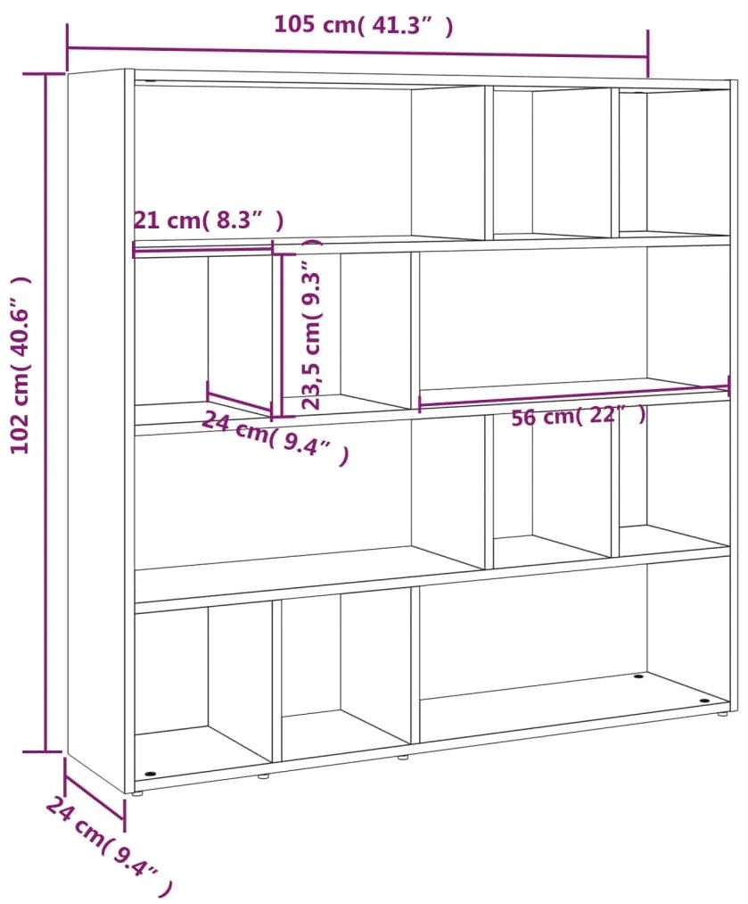Estante/divisória 105x24x102 cm cinzento cimento