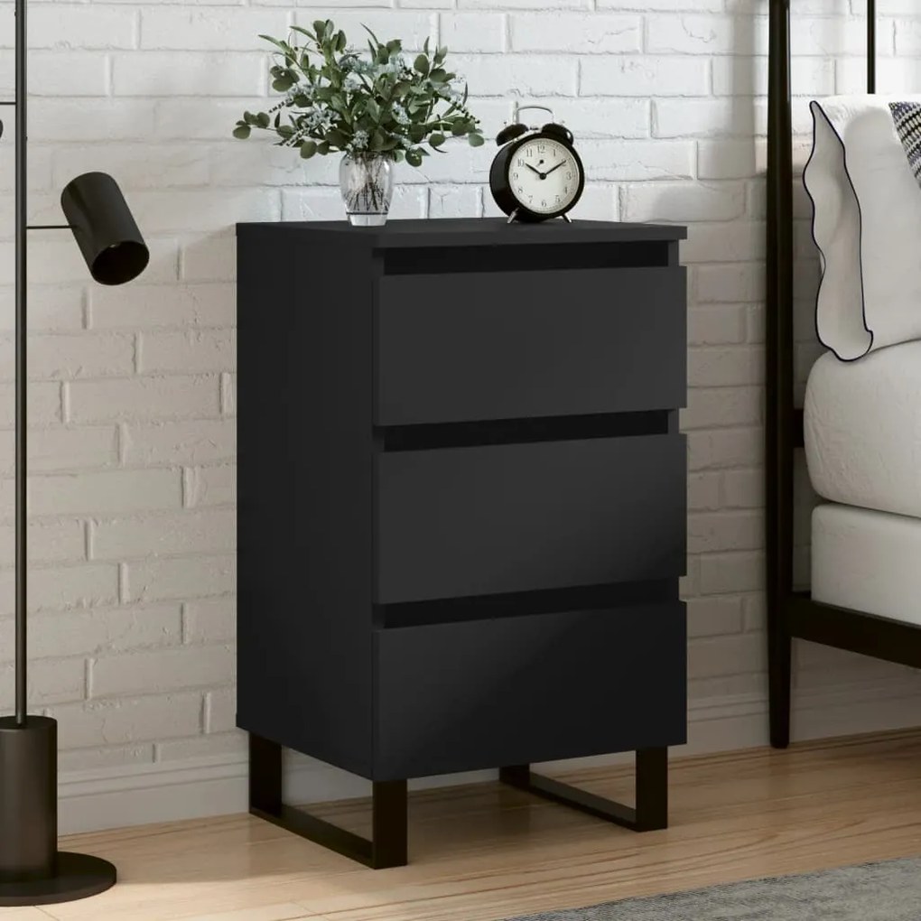 vidaXL Mesa de cabeceira 40x35x69 cm derivados de madeira preto