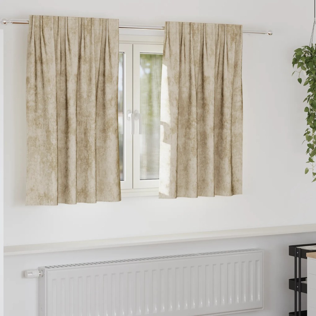 vidaXL Cortinas de Veludo 2 pcs com Ilhós Creme 140x140 cm