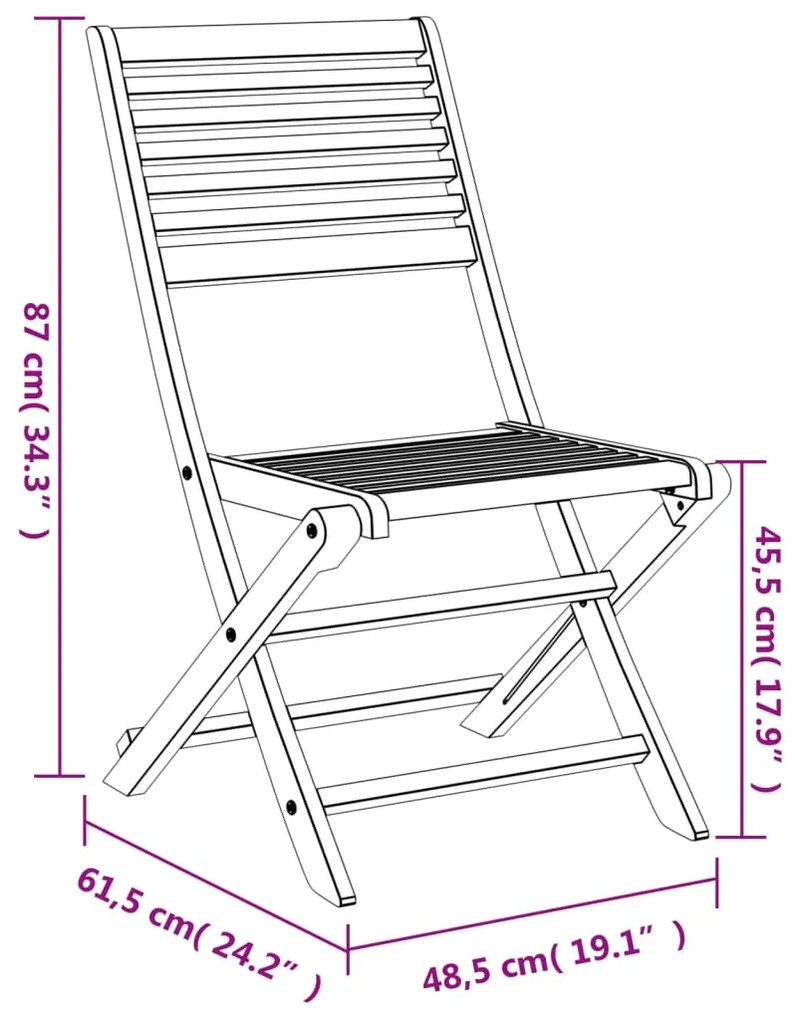 Cadeiras jardim dobráveis 2 pcs 48,5x61,5x87 cm acácia maciça