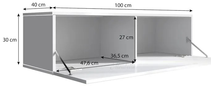 Móvel TV de Parede Ovar – 100x30 cm – Branco Suspenso