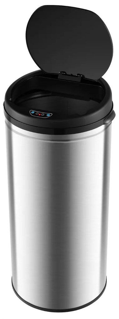 Caixote lixo automático de cozinha 30L com sensor de movimento e estrutura de aço inoxidável para casa e escritório prata