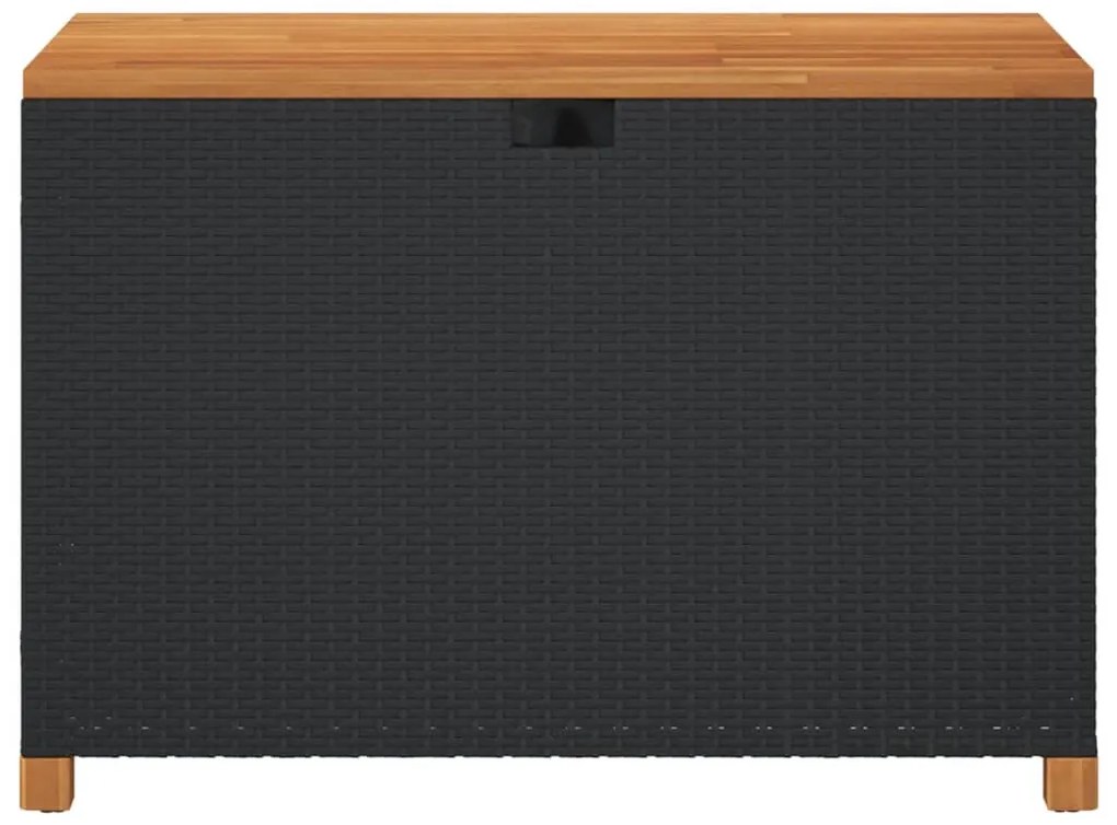 Caixa arrumação jardim 110x55x63 cm vime PE/acácia maciça preto