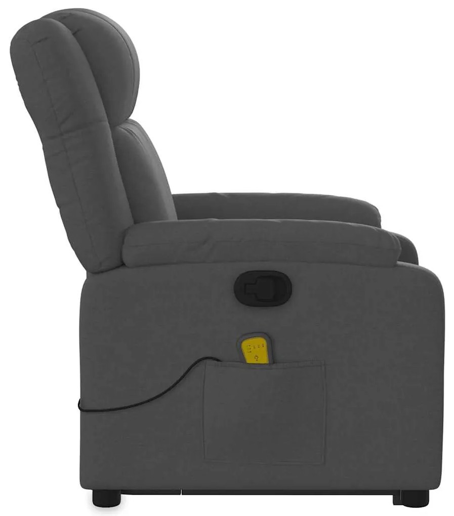 Poltrona elevatória de massagens tecido cinzento-escuro
