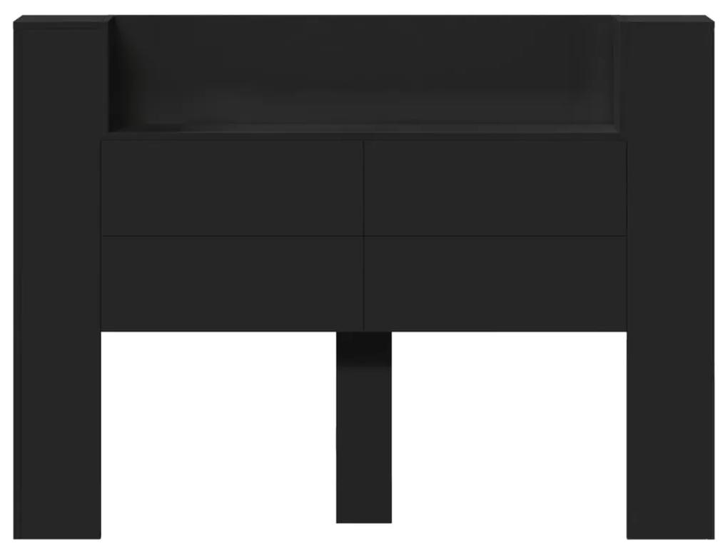 Armário de cabeceira com luzes LED 140x16,5x103,5 cm preto