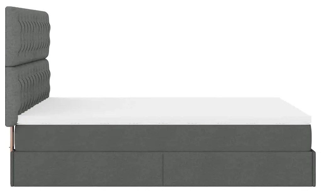 Estrutura de cama otomana com colchão 140x190cm cinzento escuro