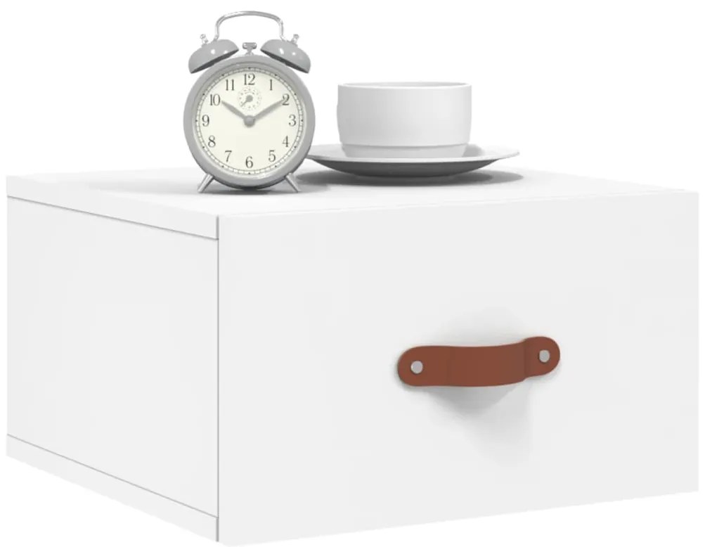 Mesas de cabeceira montagem na parede 2 pcs 35x35x20 cm branco