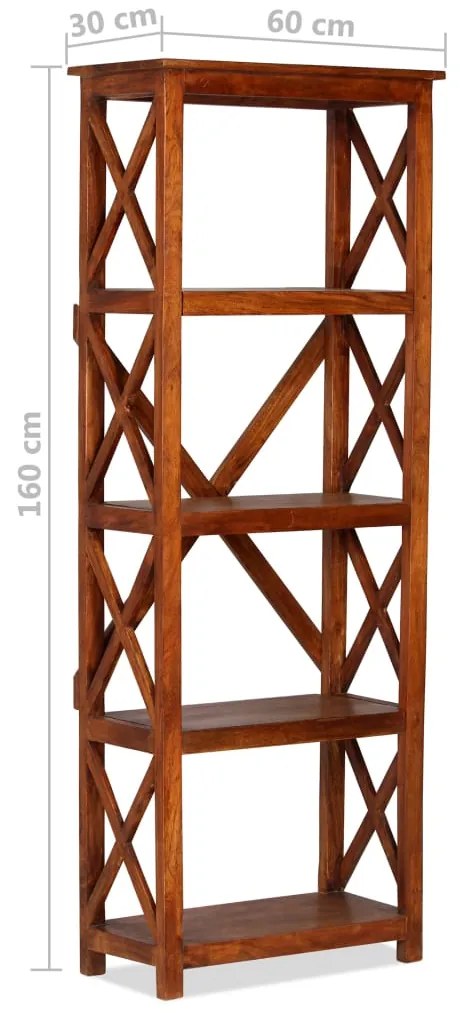 Estante madeira maciça c/ acabamento em a mel 60x30x160 cm