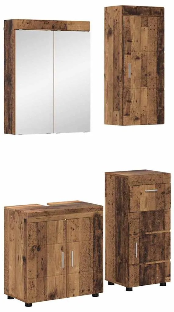 vidaXL Conjunto de Móveis para Banheiro com porta TULUM Madeira antiga