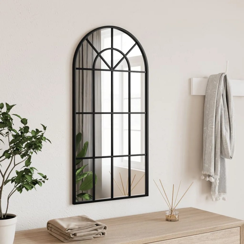 vidaXL Espelho de parede arqueado 40x80 cm ferro preto