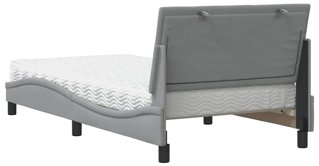 Cama com colchão 100x200 cm tecido cinzento-claro
