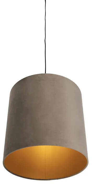 Candeeiro de suspensão com abajur de veludo castanho com dourado 40 cm - Combi Country / Rústico
