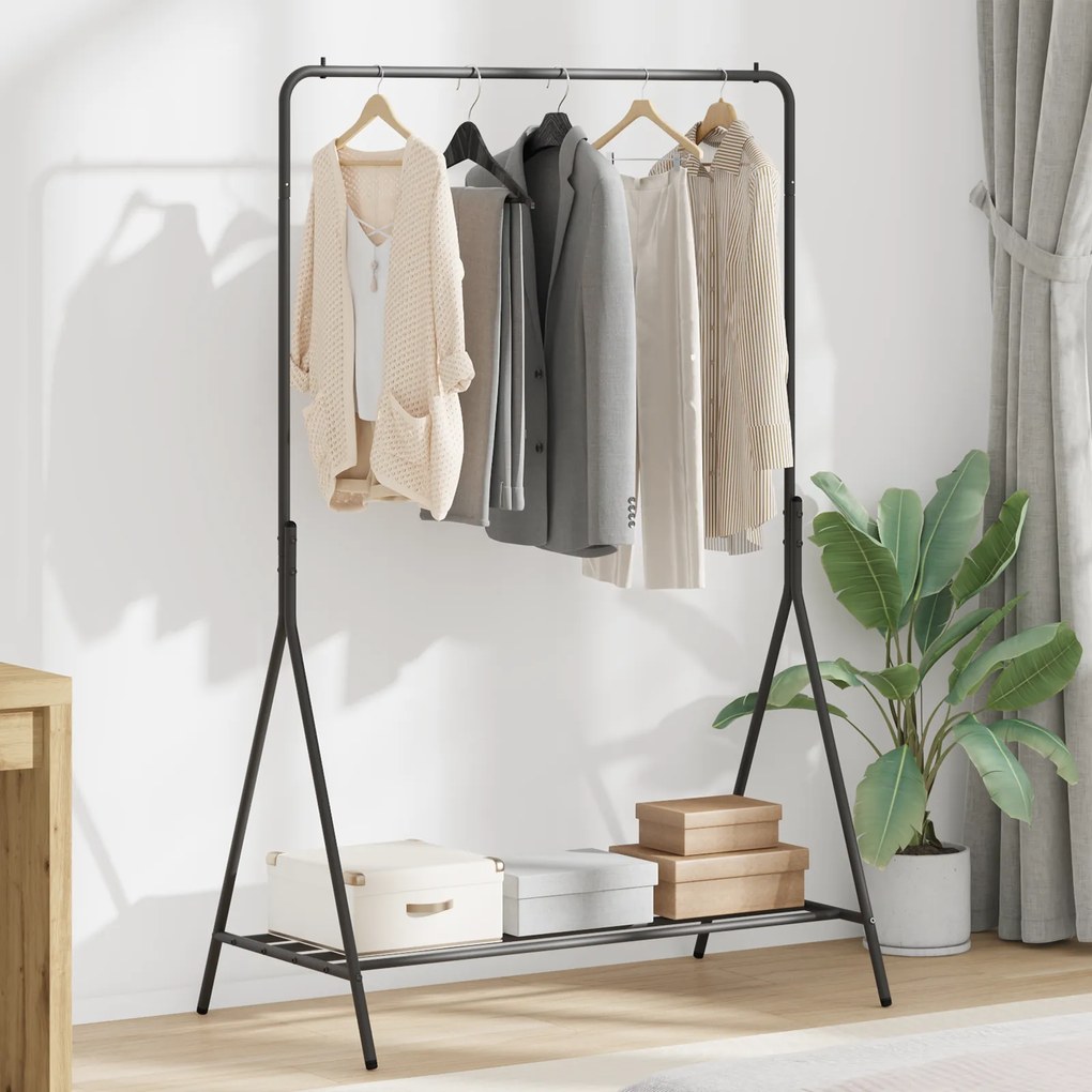 vidaXL Suporte para Roupas Preto Metal Médio Armazenamento