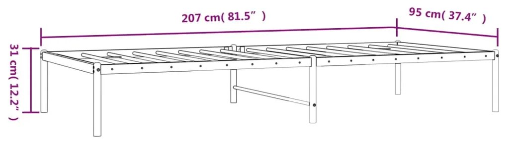 Estrutura de cama metal 90x200 cm branco