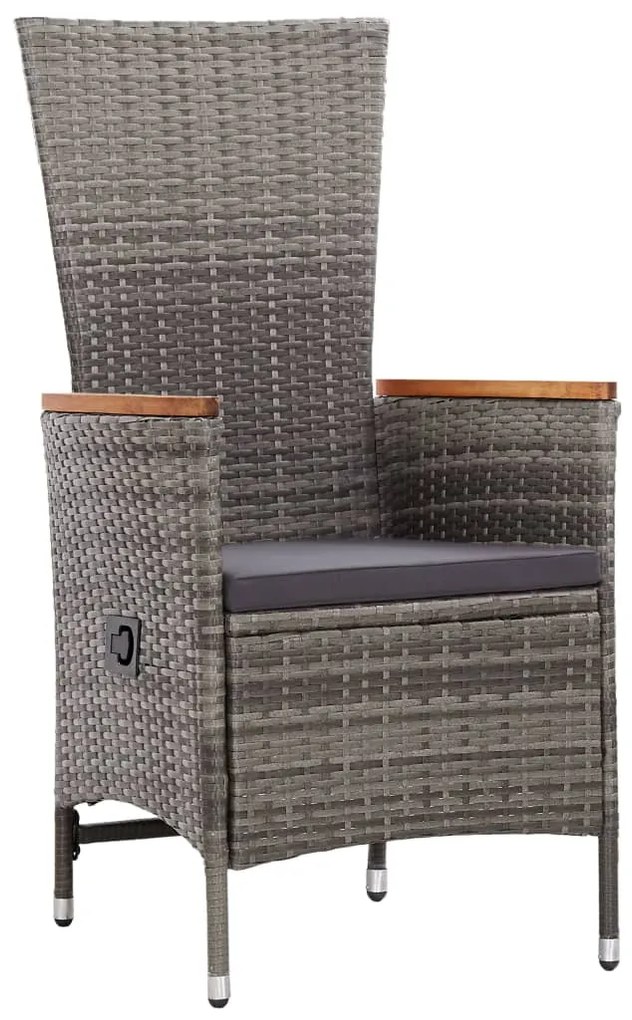 9 pcs conjunto jantar exterior c/ almofadões vime PE cinzento