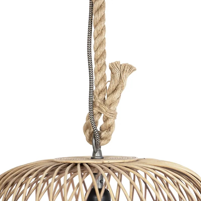 LED Candeeiro de suspensão rústico inteligente em vime com lâmpada WiFi G125 - Calamus Rústico
