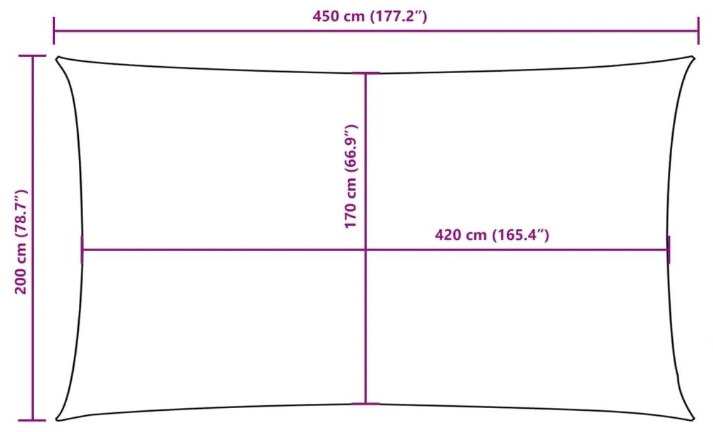 Para-sol estilo vela tecido oxford retangular 2x4,5 m castanho