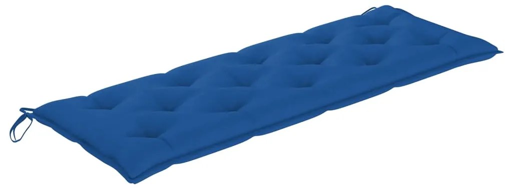 Banco Batavia com almofadão azul 150 cm madeira de teca maciça