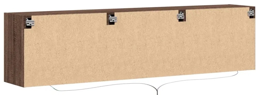 Móvel parede p/ TV c/ luzes LED 180x31x45 cm carvalho castanho
