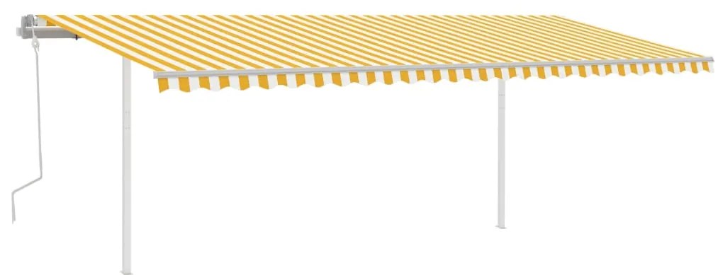 Toldo retrátil manual com LED 6x3,5 m amarelo e branco