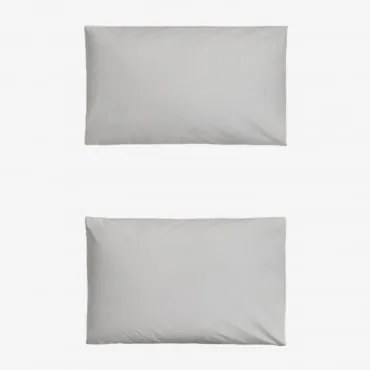 Conjunto De 2 Fronhas Em Percal Lesia De 180 Fios Cinza Claro & 50 X 75 Cm - Sklum