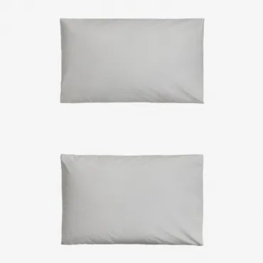 Pack De 2 Fronhas Em Algodão Percal De 180 Fios Lesia Cinza Claro & 50 X 75 Cm - Sklum
